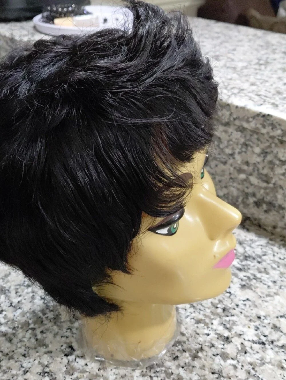 Black Short Pixie Wig for Women - Sleek Style Human Blend